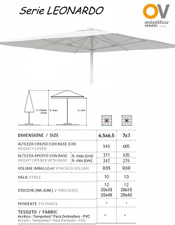 comprar Parasoles Modelo LEONARDO para hosteleria